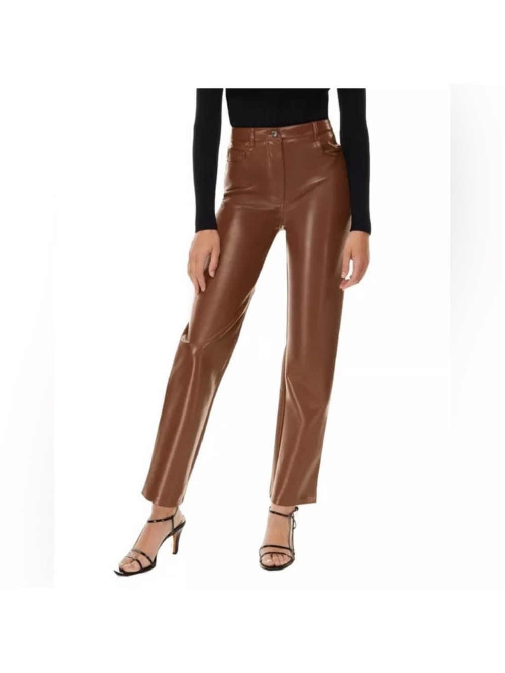 Wilfred Aritzia Melina Brown Straight Leg vegan Pants polyurethane, size 6